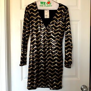 H&M Gold and black party dress